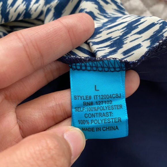 Pookie and Sebastian Cream and Blue Abstract Pattern Blouse - Picture 12 of 14